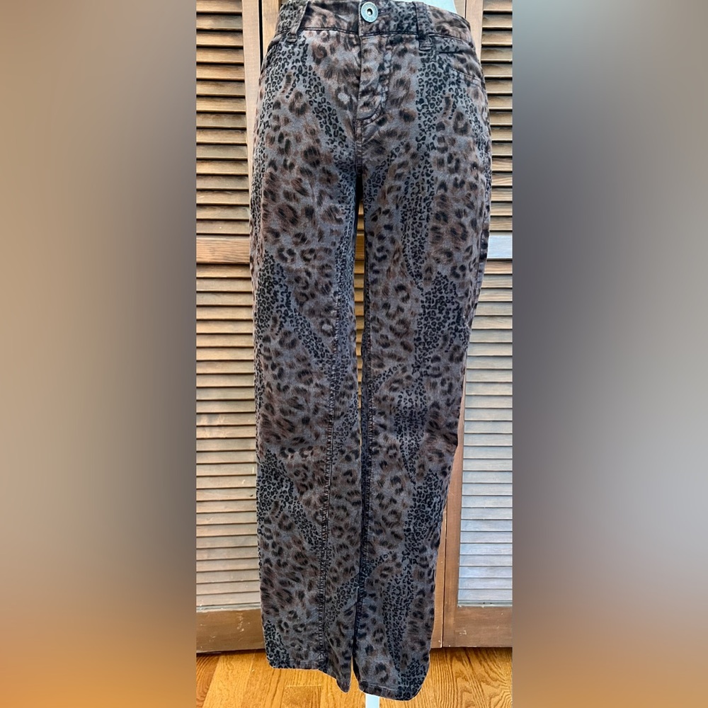 Liverpool Colorful Leopard Print Stretch Corduroy / Velvet Feel Pants Size 4